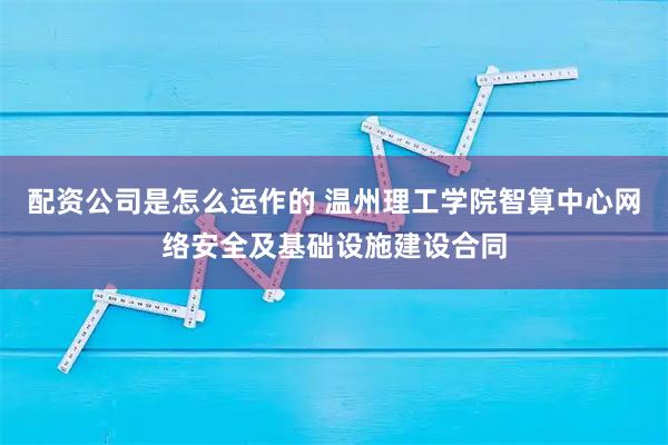 配资公司是怎么运作的 温州理工学院智算中心网络安全及基础设施建设合同