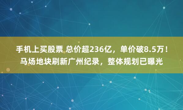 手机上买股票 总价超236亿，单价破8.5万！马场地块刷新广州纪录，整体规划已曝光